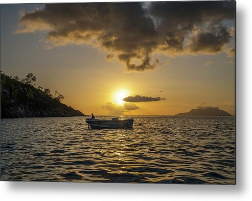 Boat Metal Print featuring the photograph Sunset in the Indian Ocean 1 by Dubi Roman