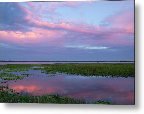 Landscape Metal Print featuring the photograph Sunset Reflection by Carolyn Hutchins