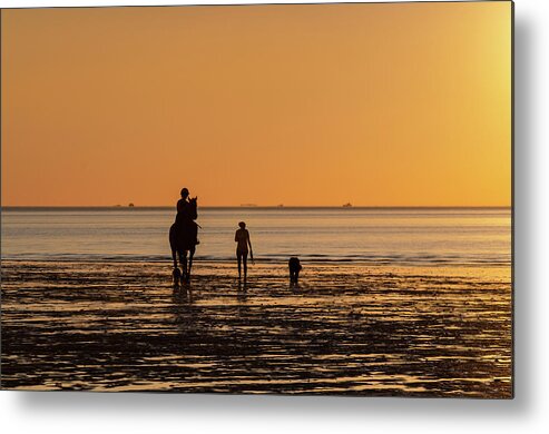 Hoylake Metal Print featuring the photograph Sunset Rider by Spikey Mouse Photography
