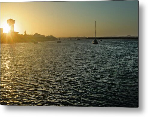 Faro Island Metal Print featuring the photograph Sunset Time in Faro Island. Algarve by Angelo DeVal