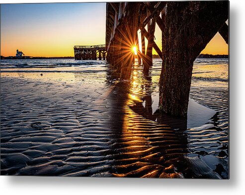 New Hampshire Metal Print featuring the photograph Sunset Under The Pier by Jeff Sinon