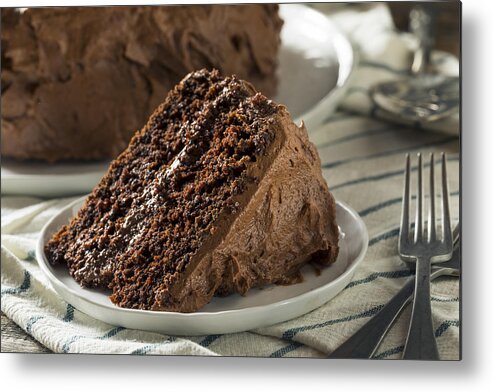 Unhealthy Eating Metal Print featuring the photograph Sweet Homemade Dark Chocolate Layer Cake by Bhofack2