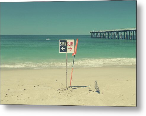 Hermosa Beach Metal Print featuring the photograph Swim and Surf by Laurie Search