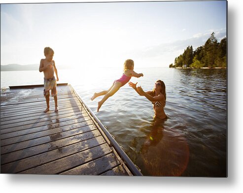 4-5 Years Metal Print featuring the photograph Swimming in a lake. by Jordan Siemens