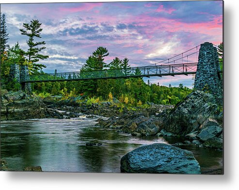 Bridge Metal Print featuring the photograph Swinging Bridge Sunset by Flowstate Photography