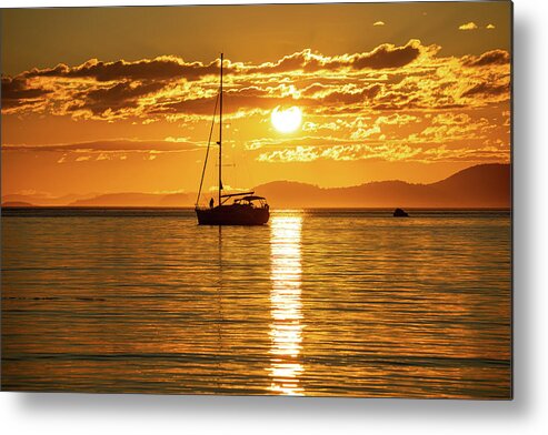 Sailboat Metal Print featuring the photograph Swinging on the Hook by Gary Skiff