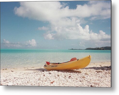 Tahiti Metal Print featuring the photograph Tahiti Ocean Kayak on Beach by Mark Norman