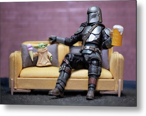 Mandalorian Metal Print featuring the photograph Taking it easy with Mando and Baby Yoda by Matt McDonald