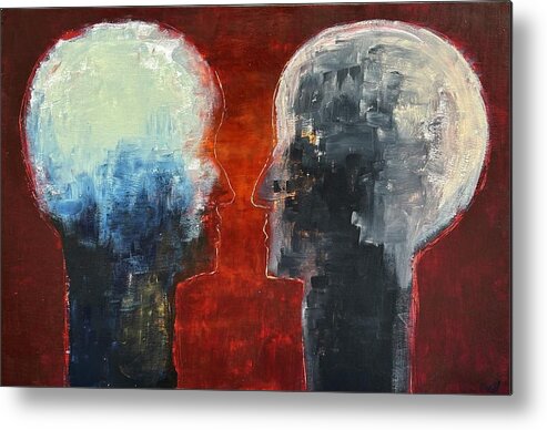 Acrylic. Dry Wall Metal Print featuring the painting Talking Heads by David Euler