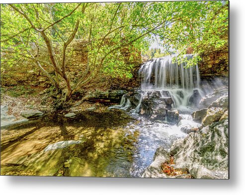 Tanyard Creek Nature Trail Metal Print featuring the photograph Tanyard Creek Waterfall To The Side by Jennifer White
