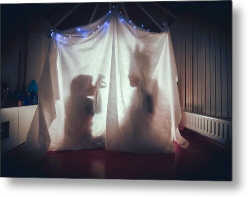 Dublin Metal Print featuring the photograph Telling Stories in a home-made Fort by Catherine MacBride