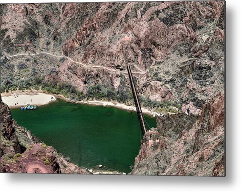 Bridge Metal Print featuring the photograph The Black Bridge Over Colorado River - Grand Canyon National Park by Bipul Haldar
