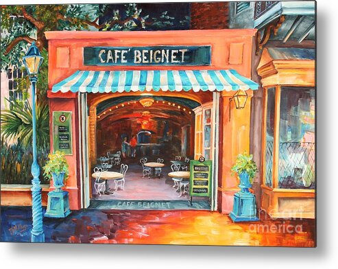 New Orleans Metal Print featuring the painting The Cafe Beignet on Royal by Diane Millsap