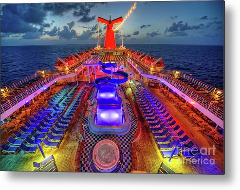 Cruise Ship Metal Print featuring the photograph The cruise lights at night by Michael Ver Sprill