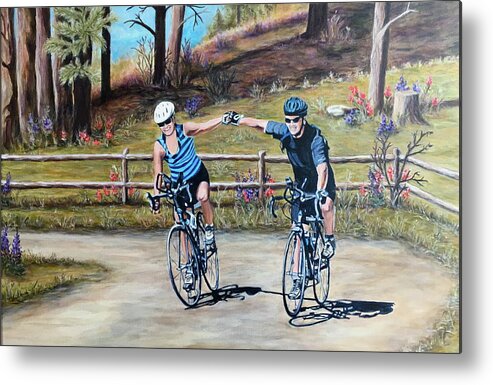 Bicycles Metal Print featuring the painting The End of the Ride by Bonnie Peacher