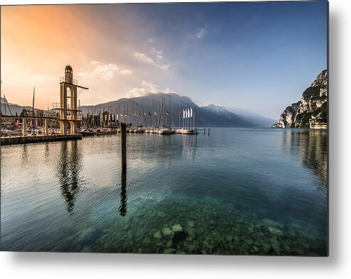 Scenics Metal Print featuring the photograph The Harbor, lake Garda. by Mattia.bonavida@gmal.com