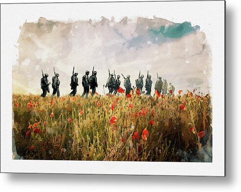 Soldiers And Poppies Metal Print featuring the digital art The Last March by Airpower Art