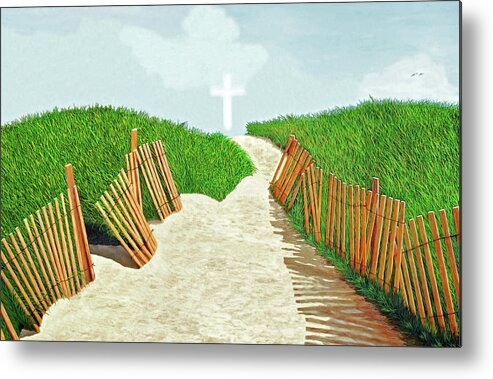 Cross Metal Print featuring the painting THE LIGHT OF JESUS CHRIST -view 2 of 4 -Prints-Decor-More by Mary Grden