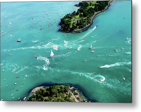 Aerial Metal Print featuring the photograph The Mare current by Frederic Bourrigaud