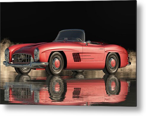 Mercedes-benz Metal Print featuring the digital art The Mercedes 300SL Roadster From The Sixties by Jan Keteleer