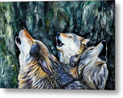 Wolf Metal Print featuring the painting The Night Watch by R J Marchand