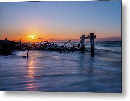 The Old Cattle Jetty Metal Print featuring the photograph The Old Cattle Jetty, Point Nepean by Vicki Walsh