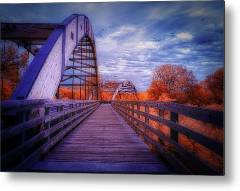 Infrared Photography Metal Print featuring the photograph The Overpeck Bridge by Penny Polakoff