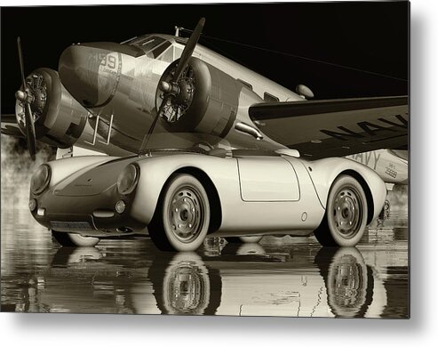 Porsche Metal Print featuring the digital art The Porsche 550-A Spyder From 1956 The Most Iconic Sports Car by Jan Keteleer
