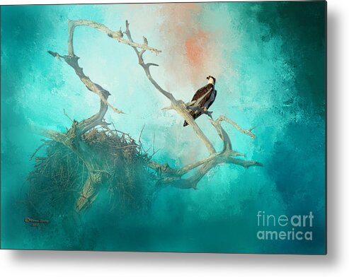 Hawk Metal Print featuring the mixed media The Protector by Marvin Spates