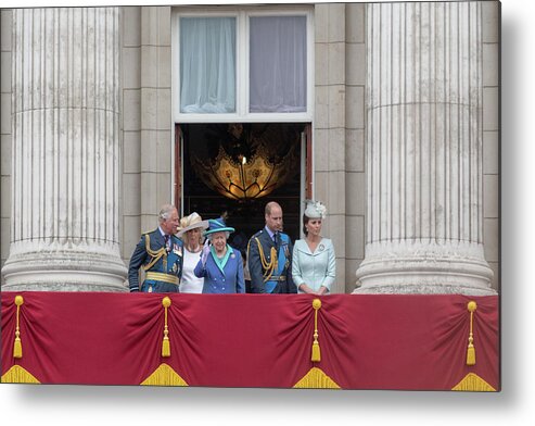 Raf Metal Print featuring the photograph The Queen waves at the crowds by Andrew Lalchan