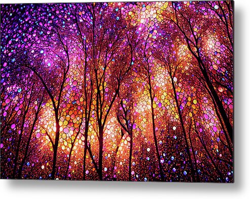 Abstract Trees Metal Print featuring the digital art The Trees Dance at Sunset by Peggy Collins