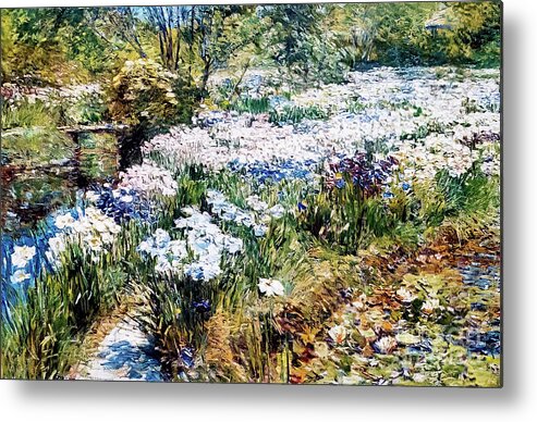 American Metal Print featuring the painting The Water Garden by Childe Hassam 1909 by Childe Hassam