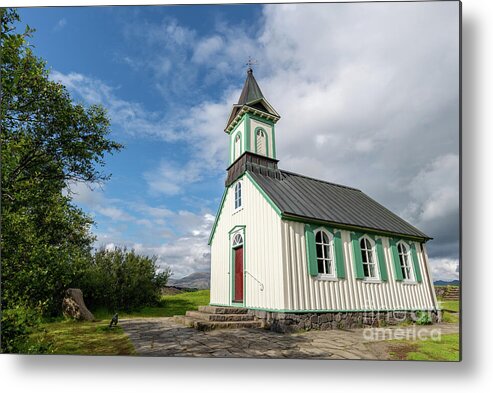 Iceland Metal Print featuring the photograph Thingvellir Church, Iceland by Delphimages Photo Creations