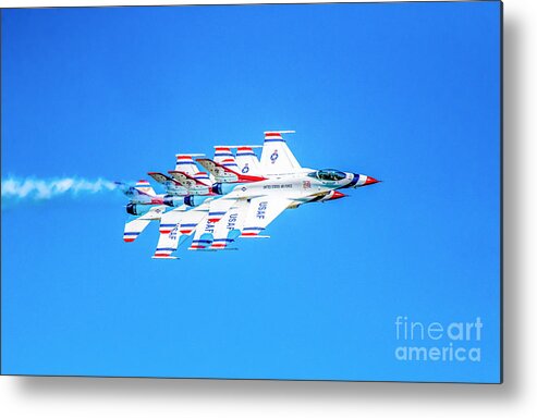 Thunderbirds Metal Print featuring the photograph Thunderbirds Echelon Formation by Jeff at JSJ Photography