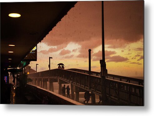 Thunderstorm At Fort Myers Beach Pier Metal Print