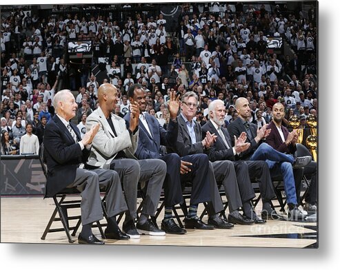 Event Metal Print featuring the photograph Tim Duncan, Bruce Bowen, and David Robinson by Chris Covatta