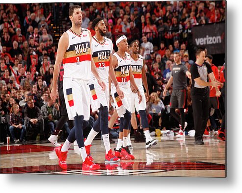 Nba Pro Basketball Metal Print featuring the photograph Tim Frazier and Anthony Davis by Cameron Browne