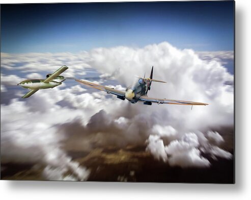 Supermarine Spitfire Metal Print featuring the digital art Tipping the V1 by Airpower Art