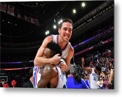 Nba Pro Basketball Metal Print featuring the photograph T.j. Mcconnell and Robert Covington by Jesse D. Garrabrant