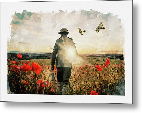 Soldier Poppies Metal Print featuring the digital art To End All Wars by Airpower Art