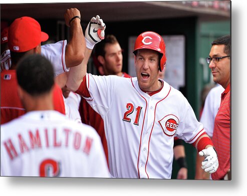 Great American Ball Park Metal Print featuring the photograph Todd Frazier by Jamie Sabau