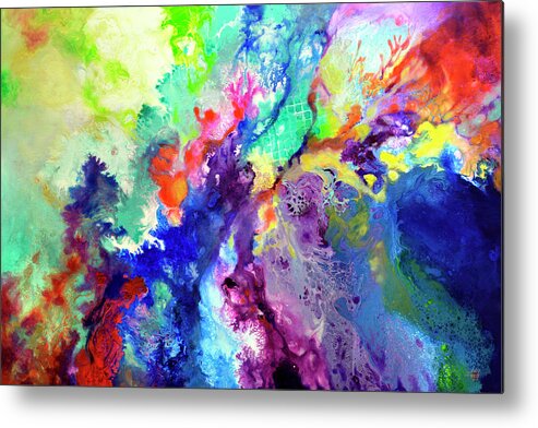 Fluid Paint Metal Print featuring the painting Touch Me Here by Sally Trace