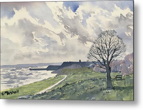 Watercolour Metal Print featuring the painting Towards Bridlington Bay from Sewerby Heads by Glenn Marshall