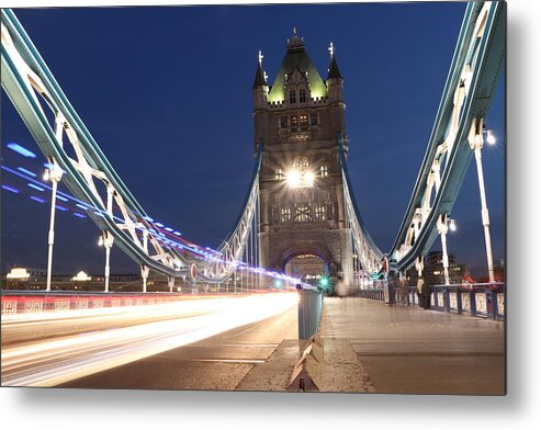 Sky Metal Print featuring the photograph Tower bridge in midnight by Vaclav Sonnek