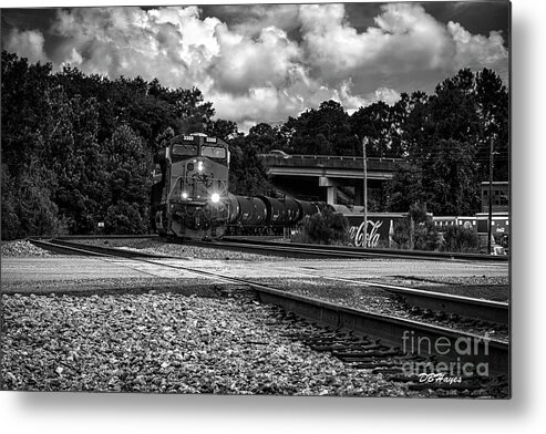 Trains Metal Print featuring the photograph Train and Tracks in Black-White by DB Hayes