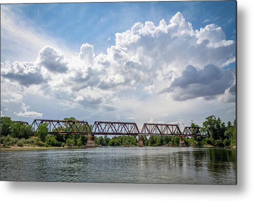 River Metal Print featuring the photograph Train Bridge over American River by Gary Geddes