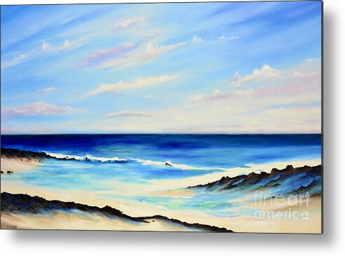 Blue Metal Print featuring the painting Tranquil Sea by Mary Scott