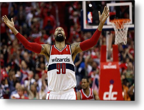 Playoffs Metal Print featuring the photograph Trevor Ariza and Drew Gooden by Win Mcnamee