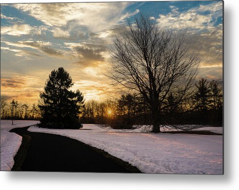 Sunrise Metal Print featuring the photograph Trexler Park - Upper Paths Winter Sunrise Wide by Jason Fink