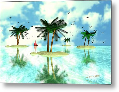 Digital Palm Island Tropical Water Metal Print featuring the digital art Tropical Dreams by Bob Shimer